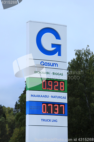 Image of Gasum Natural Gas Station Sign