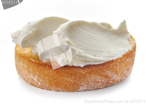 Image of toasted bread with cream cheese