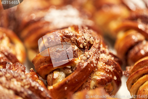 Image of close up of buns or pies at bakery