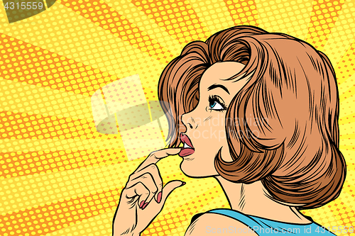 Image of Beautiful woman face thinking