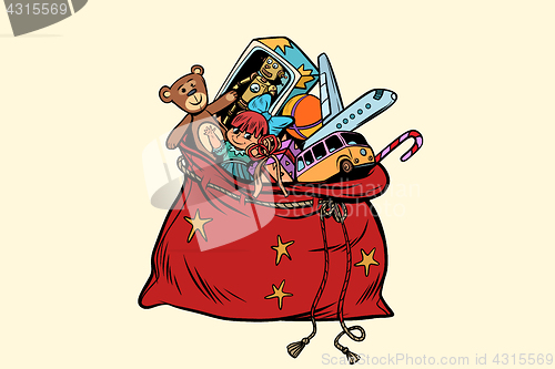 Image of Santa sack with Christmas gifts and toys
