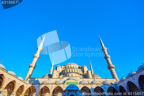 Image of The Blue Mosque also called Sultan Ahmed Mosque or Sultan Ahmet Mosque in Istanbul, Turkey