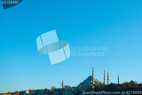 Image of The Suleymaniye Mosque is an Ottoman imperial mosque in Istanbul, Turkey. It is the largest mosque in the city.