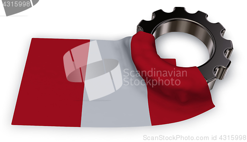 Image of gear wheel and flag of peru - 3d rendering