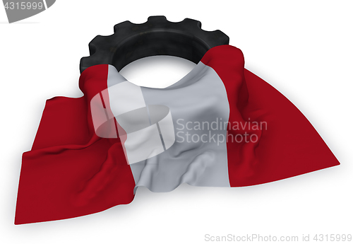 Image of gear wheel and flag of peru - 3d rendering