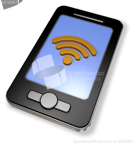 Image of wifi symbol on smartphone display - 3d rendering