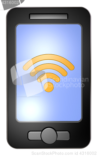 Image of wifi symbol on smartphone display - 3d rendering