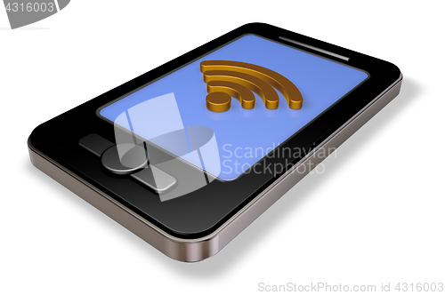 Image of wifi symbol on smartphone display - 3d rendering