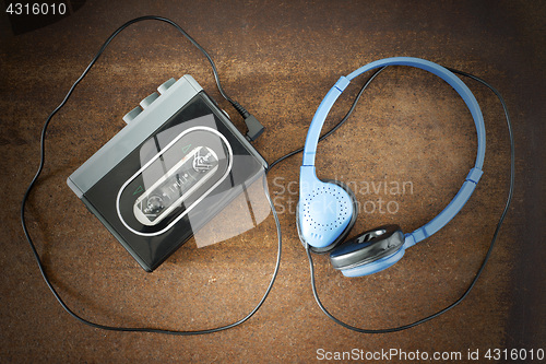 Image of Vintage walkman and headphones.