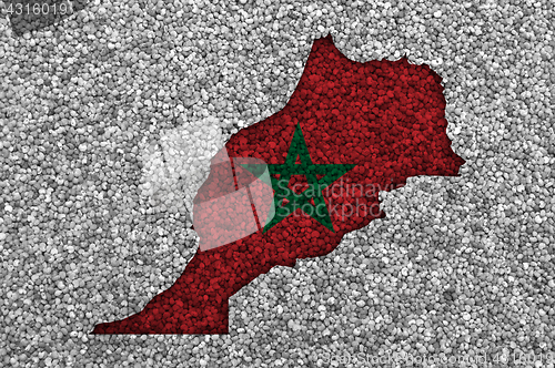 Image of Map and flag of Morocco on poppy seeds