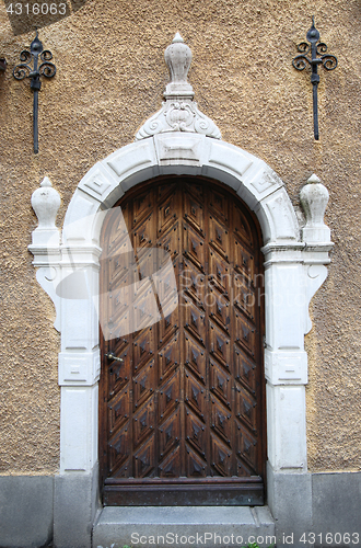 Image of Vintage door in old town Gamla Stan, Stockholm, Sweden