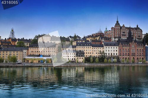 Image of Beautiful view of Sodermalm district in Stockholm, Sweden