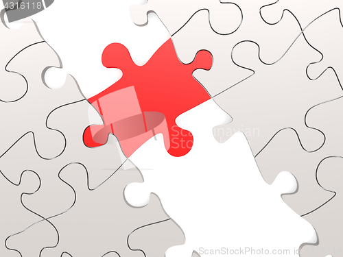 Image of Red puzzle as a bridge with a white parts