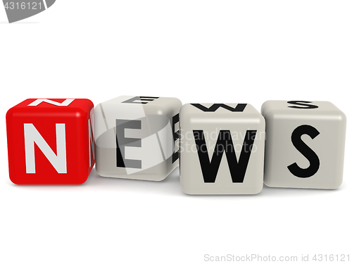 Image of News word on cube isolated on white