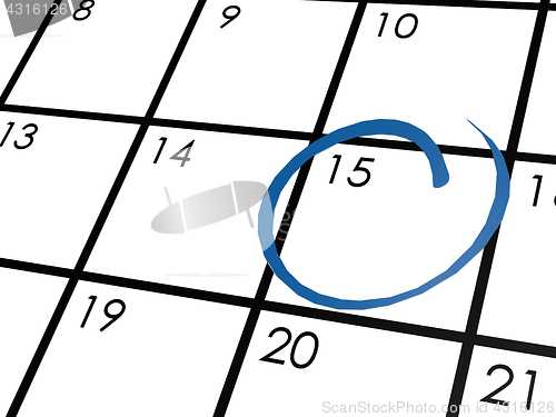 Image of Calendar circled with blue marker