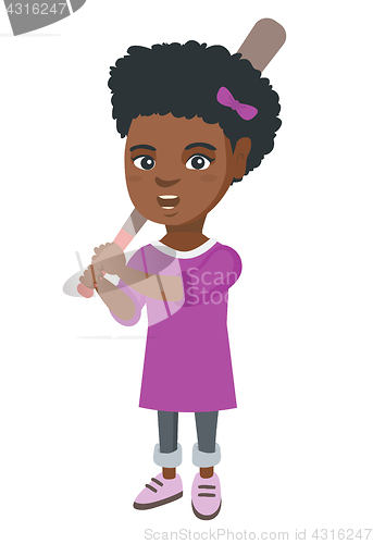 Image of Young african-american girl playing baseball.