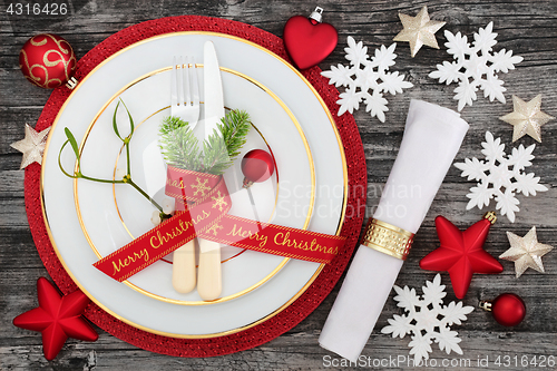 Image of Christmas Dinner Table Setting