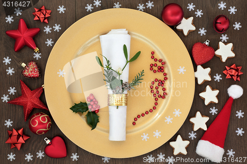 Image of Christmas Dinner Table Setting