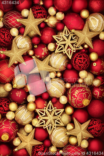 Image of Christmas Gold and Red Bauble Decorations