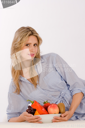 Image of Woman with Fruit Bowl