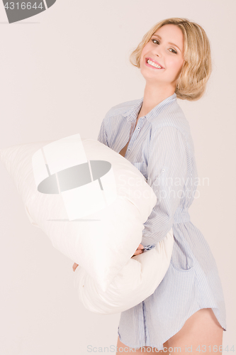 Image of Beauty Girl with pillow