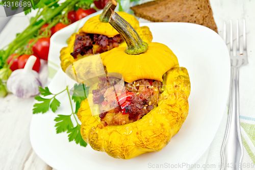 Image of Squash yellow stuffed on light board