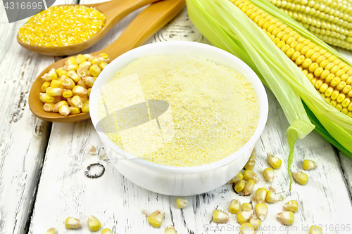 Image of Flour corn in bowl on light board