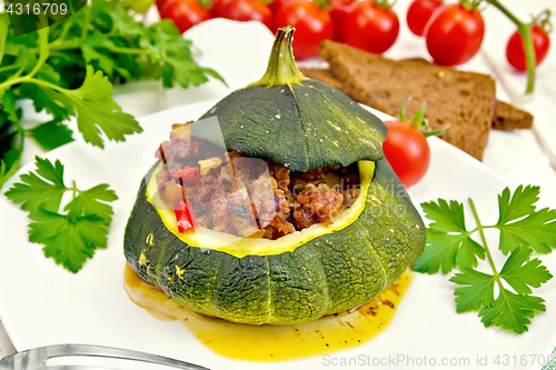 Image of Squash green stuffed on light board