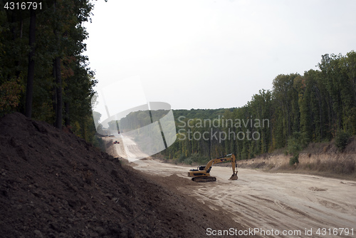 Image of road construction in the autumn time