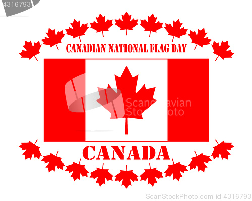 Image of Flag of Canada and maple leaves