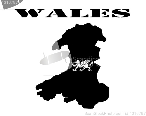 Image of black map of Wales
