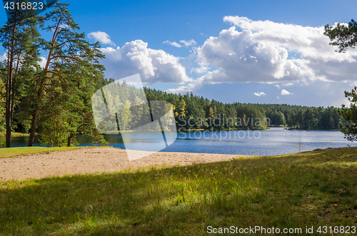 Image of Colorful autumn landscape in the forest lake, Estonia