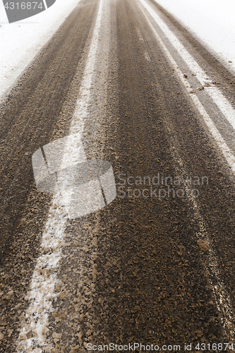 Image of muddy road, winter