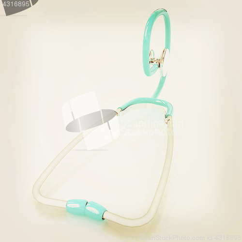 Image of stethoscope. 3d illustration. Vintage style.
