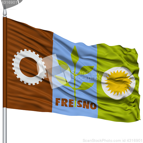 Image of Fresno City Flag on Flagpole, USA