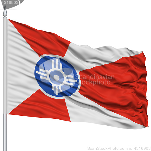 Image of Wichita City Flag on Flagpole, USA