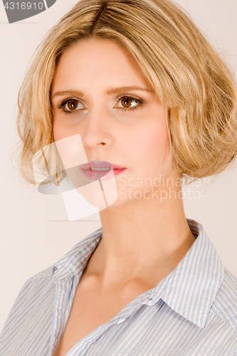 Image of Beautiful girl with short haircut