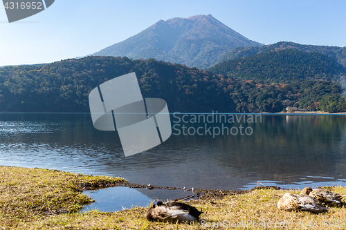 Image of Mount Kirishima and lake