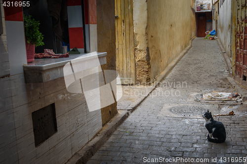 Image of Traditional Moroccan market (souk) in Fez, Morocco