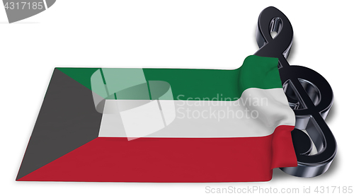 Image of clef symbol symbol and flag of kuwait - 3d rendering