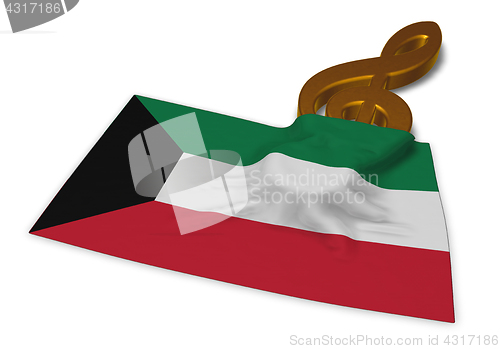 Image of clef symbol symbol and flag of kuwait - 3d rendering