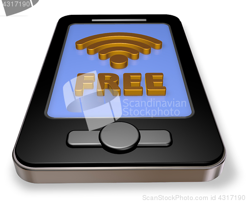 Image of free wifi symbol on smartphone display - 3d rendering