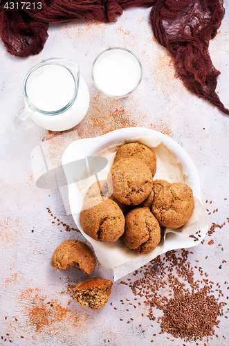 Image of bread and milk on a table