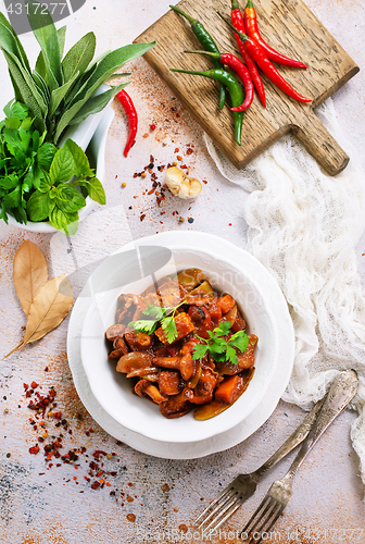 Image of fried mushrooms with vegetables