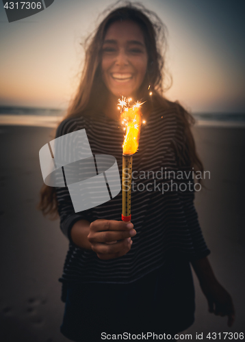 Image of Girl with Fireworks