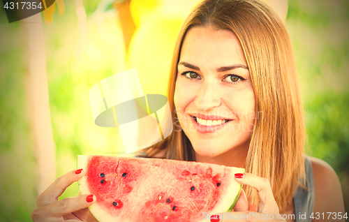 Image of woman with watermelon