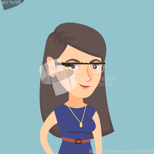 Image of Young caucasian woman wearing smart glasses.