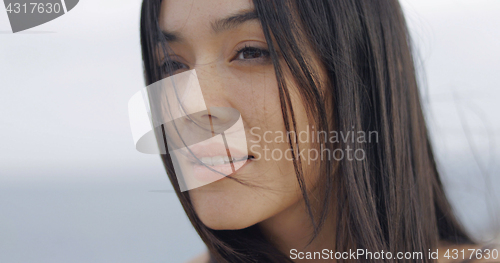 Image of Dreaming romantic model on sea