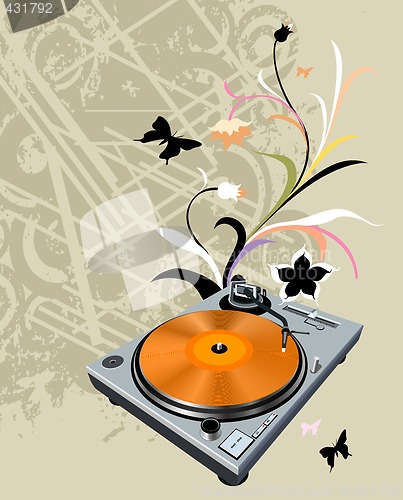 Image of turntable and flowers