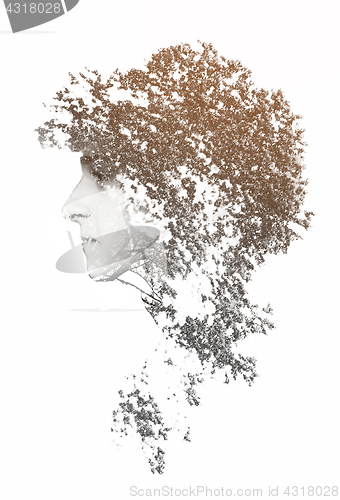 Image of Double exposure of man with funky hairstyleMan with funky hairst